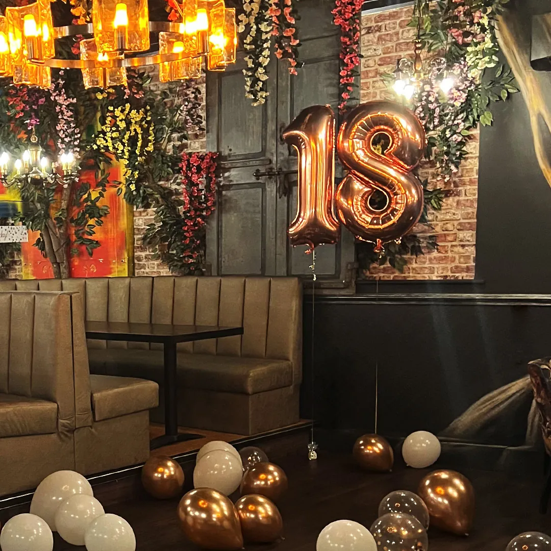 The function room dressed for an 18th birthday