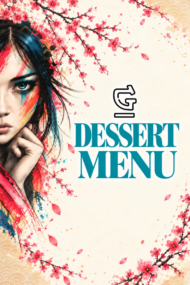 Dessert Menu cover with cherry blossom
