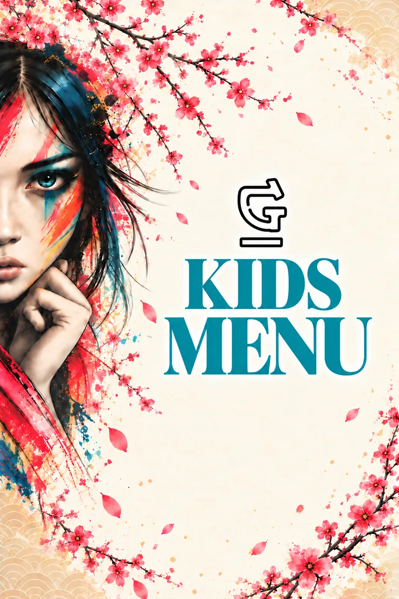 Kids Menu cover with cherry blossom