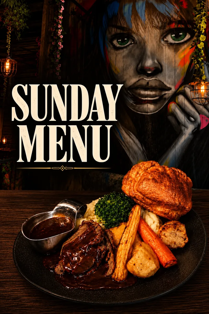 Sunday Menu cover with a roast dinner